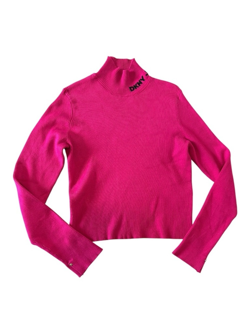 DKNY Jeans Hot Pink Mock Neck Ribbed Sweater. Size M